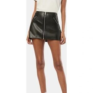 WeWoreWhat Faux Leather Micro Miniskirt Black - Size Medium - Retail Price $118